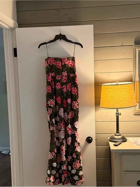 Dress the Population Dresses & Skirts - Floral Strapless Maxi Dress in Olive and Pink
